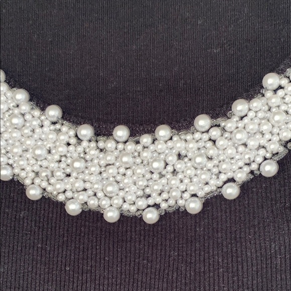 JM COLLECTION pearl embellished ribbed tank top black stretchy soft NEW size XL - Picture 2 of 8